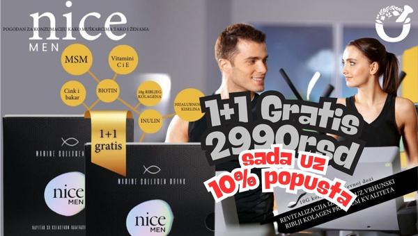 NICE Marine Collagen Pure i Nice Marine Collagen MEN
Sadrži 10g Naticol hidrolizovanog ribljeg kolagena
Nice Collagen Pure i Nice Marine Collagen MEN akcija 20% popust
Nice Marine Collagen MEN Akcija u januaru od 10.02. do 20.02.
Nice Collagen pure akcija 20% popust
Nice Marine Collagen MEN akcija 20% popust
Popust na ceo NICE brend u februaru 20%
Februarska akcija Nice Collagen 20% popust