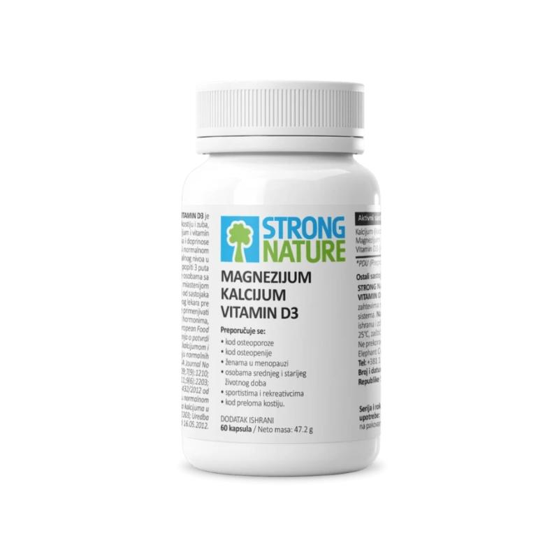 Strong Nature Magnezijum – Kalcijum – Vitamin D3 60 kapsula